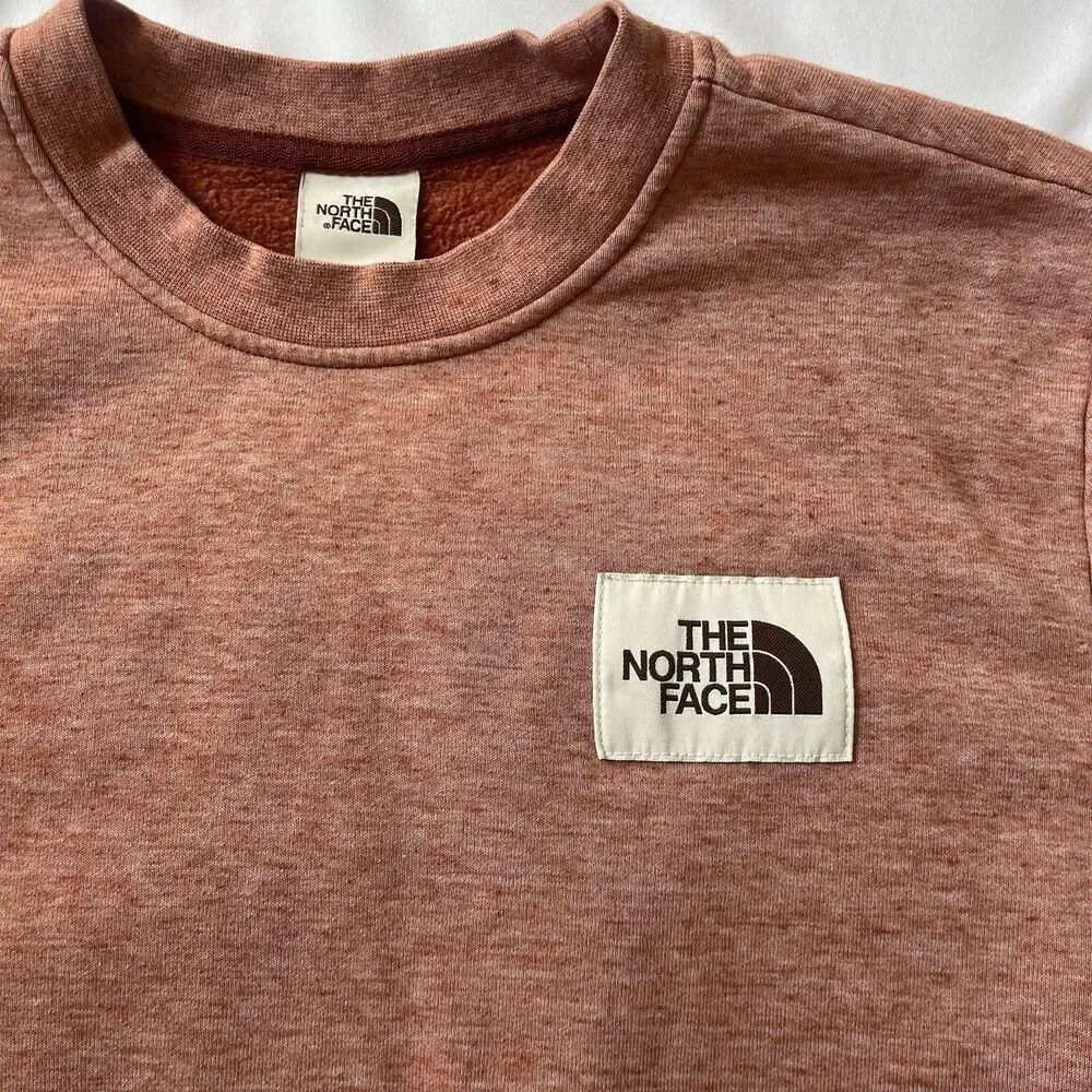 The North Face Heritage Patch Crew Men M Pullover Sweatshirt OrangeRust NF0A3X80